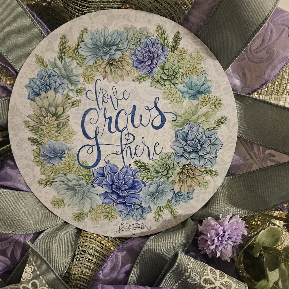 Hand Crafted Purple and Green Holiday Wreath